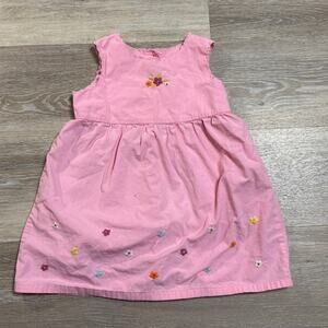OshKosh B’gosh Baby Girl Pink Sleeveless Dress 18 Months Floral Embroidered